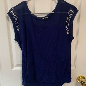 Navy Blue Blouse with embelishment